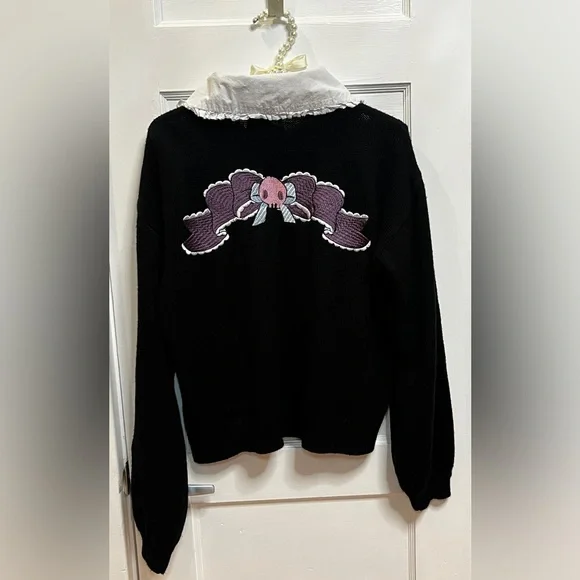 Hot Topic Kuromi Dress-Up Collar Cardigan Size M Black Deadstock - Picture 3 of 10